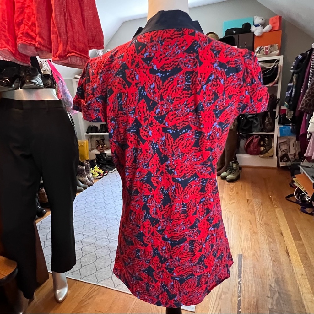 BANANA REPUBLIC Women's Red and Blue Medium Top - Picture 5 of 9